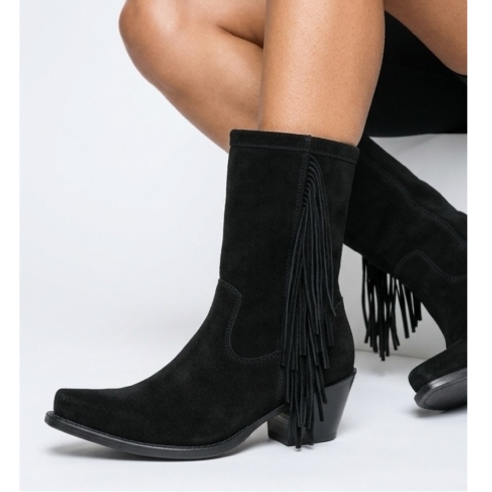 STETSON “HALLE SUEDE FRINGE SIDE ZIP BOOT”